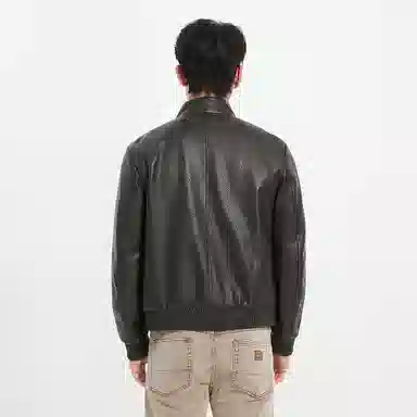 利郎 时尚都市立领短款口袋装饰质感百搭秋季皮衣 男款