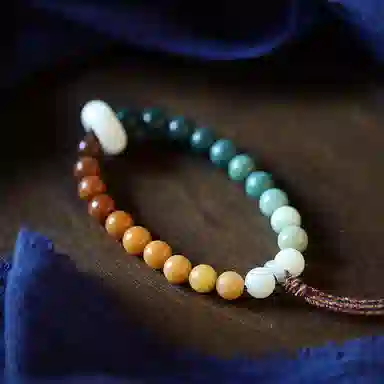 書卓 小众轻奢高级手持渐变编绳跑环念珠 佛珠#好运 菩提根 手串 男女同款情侣款