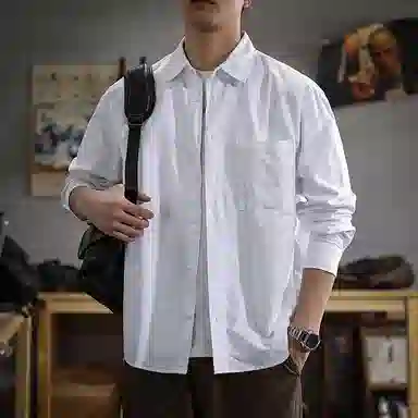 遨宇 高级纯棉长袖宽松休闲美式户外中性复古衬衣衬衫 男女同款