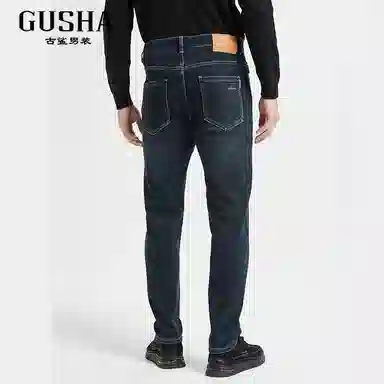 古鲨 轻奢耐磨刺绣潮流冬装牛仔裤 男款