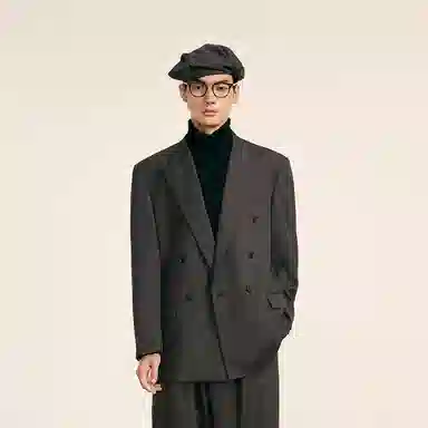 速写 休闲绵羊毛双排扣长袖西装 男款