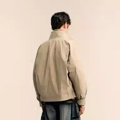 速写 短款宽松双面穿立领防风翻领户外羽绒服 男款