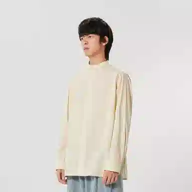 速写 纯色立领宽松单排扣长袖衬衫 男女同款