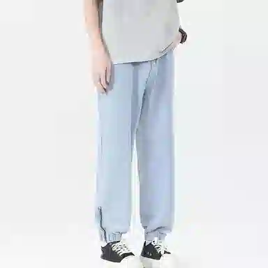 童先森 港风潮牌宽松痞帅潮流复古百搭束脚牛仔裤 男款