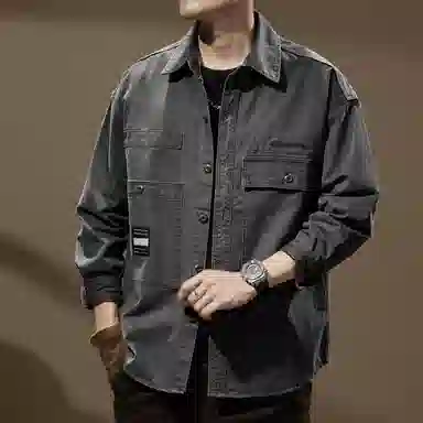 贵色 美式简约基础款复古高端时尚百搭纯色个性翻领夹克外套 男女同款