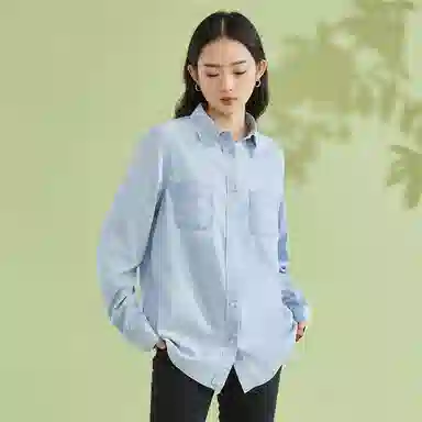 佐丹奴 简约翻领纯色休闲长袖衬衫 女款