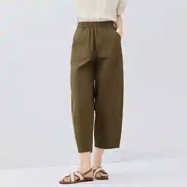 佐丹奴 茧型裤松紧宽松梭织九分裤休闲裤 女款