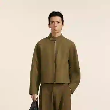 速写 短款简约纯色长袖夹克外套 男款
