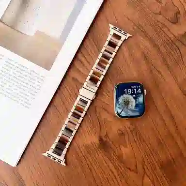 老佳 苹果适用 手表表带 金属 树脂材质 时尚树脂拼接金属表带男女通用