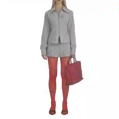 SCULPTOR Cotton Pleats Micro Skort Ice Gray