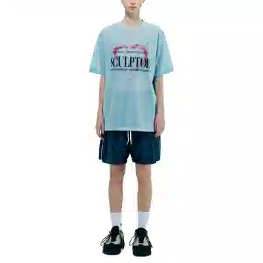 SCULPTOR Souvenir Mesh Tee Baby Blue T