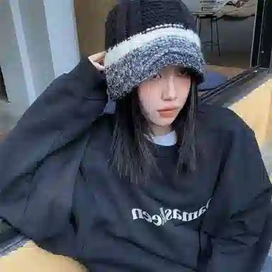 恩僾德 韩国小众复古混色拼接针织气质显脸小潮流 腈纶 绒线帽 男女同款情侣款