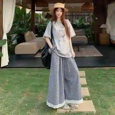 木清清 圆领百搭宽松显瘦休闲套装 女款