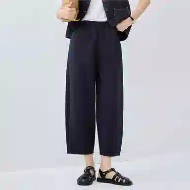 佐丹奴 茧型裤松紧宽松梭织九分裤休闲裤 女款