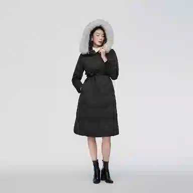 波司登 连帽有毛鹅绒长款羽绒服 女款