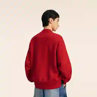 速写 羊毛混纺宽松纯色时尚套头圆领简约优雅毛衣 男款