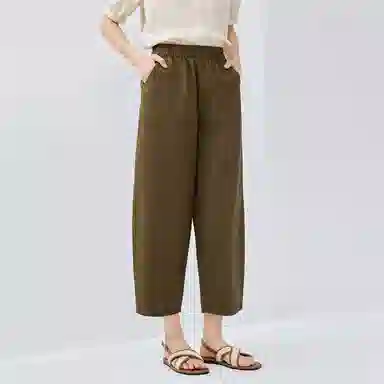 佐丹奴 茧型裤松紧宽松梭织九分裤休闲裤 女款