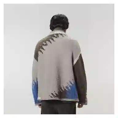 速写 休闲撞色长袖毛针织衫 男女同款