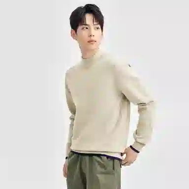 佐丹奴 纯色半高领套头针织衫 男