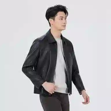 利郎 商务翻领高端品质经典皮衣 男款