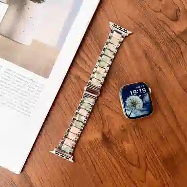 老佳 苹果适用 手表表带 金属 树脂材质 时尚树脂拼接金属表带男女通用