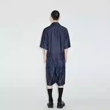 速写 拼接短袖休闲连体衣 男女同款