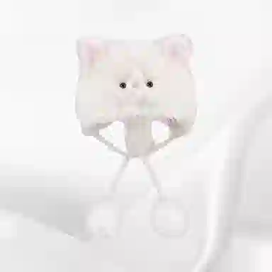恩僾德 可爱毛绒猫咪百搭高颜值显脸小 聚酯纤维 绒线帽 男女同款情侣款