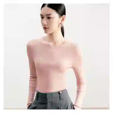 太平鸟 轻云衫可机洗针织上衣无缝一体羊毛纯色长袖套头毛衣 女款