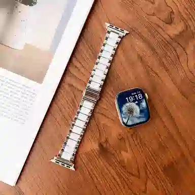 老佳 苹果适用 手表表带 金属 树脂材质 时尚树脂拼接金属表带男女通用