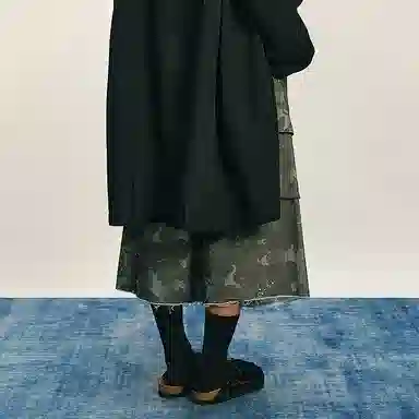 速写 秋季宽松棉质直筒裤休闲短裤 男款