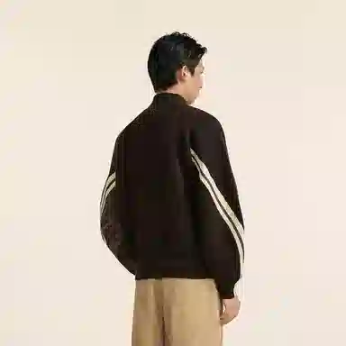速写 拼接拉链个性舒适拼色半高领毛衣 男款