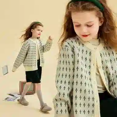 青蛙王子 时尚休闲圆领单排扣长袖毛衣 全色 中小童