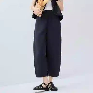 佐丹奴 茧型裤松紧宽松梭织九分裤休闲裤 女款