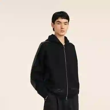 速写 拼接连帽拉链长袖休闲街头毛衣 男款