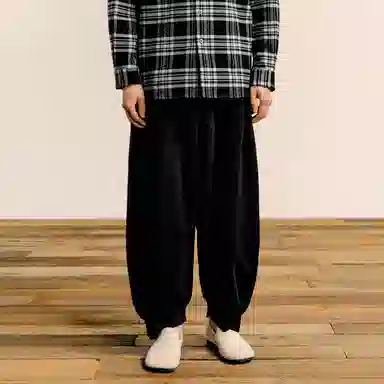 速写 弯刀束脚裤宽松纯色休闲裤 男款