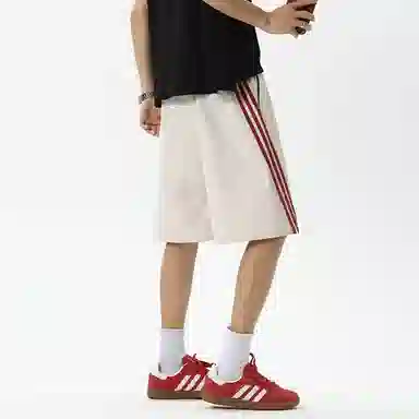 童先森 美式条纹宽松运动百搭五分休闲短裤 男款