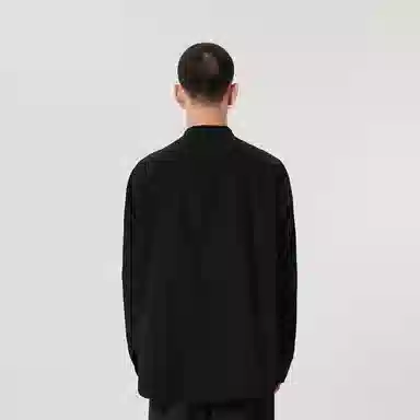 速写 纯色立领宽松单排扣长袖衬衫 男女同款