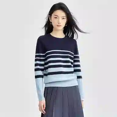 佐丹奴 简约条纹圆领套头针织衫 女款