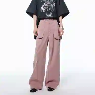 太平鸟 简约个性直筒工装牛仔裤 女款