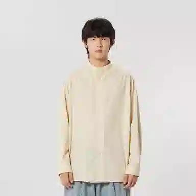 速写 纯色立领宽松单排扣长袖衬衫 男女同款