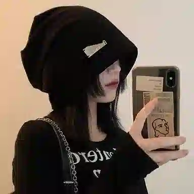 恩僾德 慵懒风大头围堆堆帽女秋冬季小众高颜值显脸小时尚护耳月子帽冷帽加大加宽包头帽 涤纶 帽子 男女同款情侣款