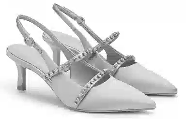 CHARLES&KEITH Textured Rhinestone Sandals 6.3cm