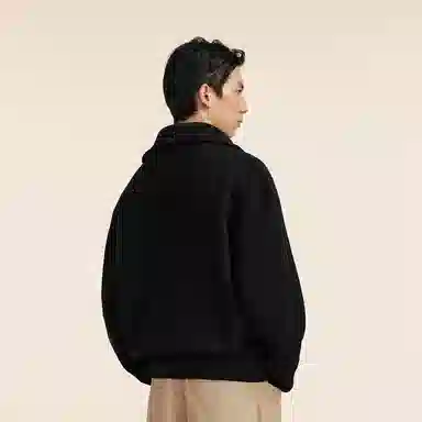 速写 高领拉链纯色厚款开衫通勤简约时尚长袖毛衣 男款