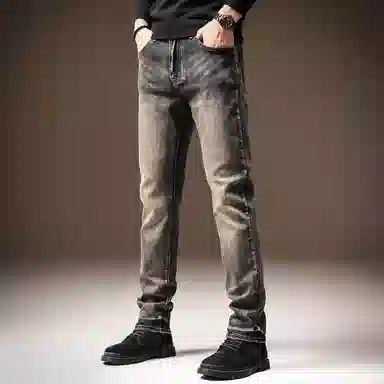 贵色 秋季 美式百搭时尚潮流休闲舒适直筒弹力小脚长裤牛仔裤 男女同款