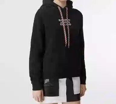 Burberry Embroidered Logo Hoodie Black
