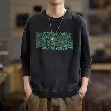 遨宇 高端美式复古休闲潮牌水洗极简风腰果花休闲秋季户外百搭上衣卫衣 男款