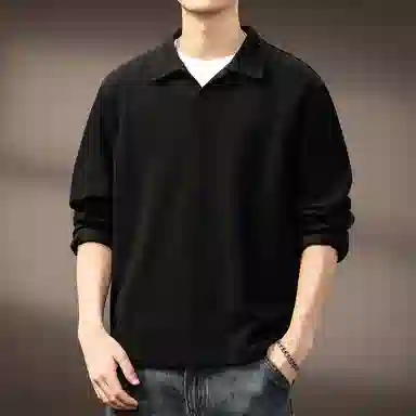 贵色 美式复古华夫格保暖翻领长袖卫衣 男女同款