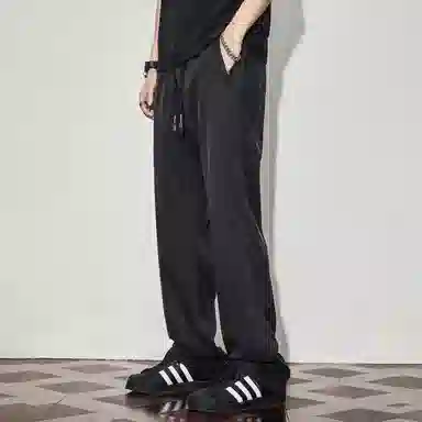 童先森 高街青少年纯色中腰时尚百搭简约直筒宽松长裤休闲裤 男款