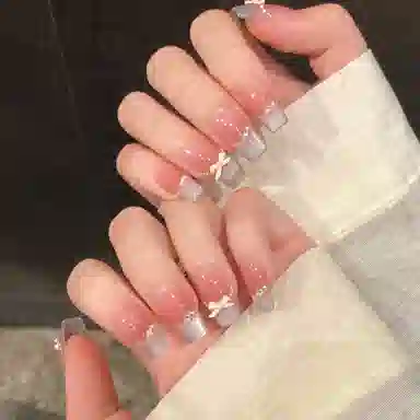 凡泽 春日蝴蝶结猫眼法式气质温柔  穿戴甲 短梯粉色渐变 纯欲