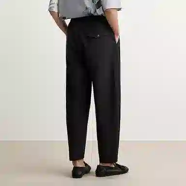 速写 纯色简约宽松通勤舒适百搭直筒休闲裤 男款